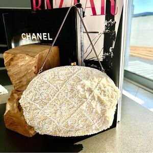 LE REGALE LTD VINTAGE Hand Made Hong Kong Beaded Sequins Ivory Color